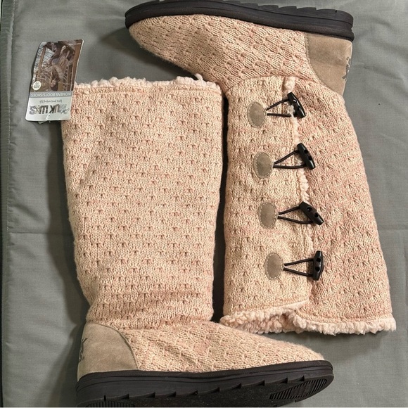 Muk Luks Felicity Boots-Blush Pink Knit-Women Size 10 - Picture 5 of 11